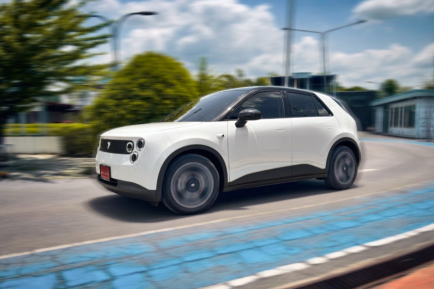 The Nio Firefly driving around the corner