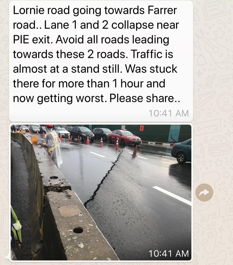 Motorist Lane Collapse Lornie Road Telegram