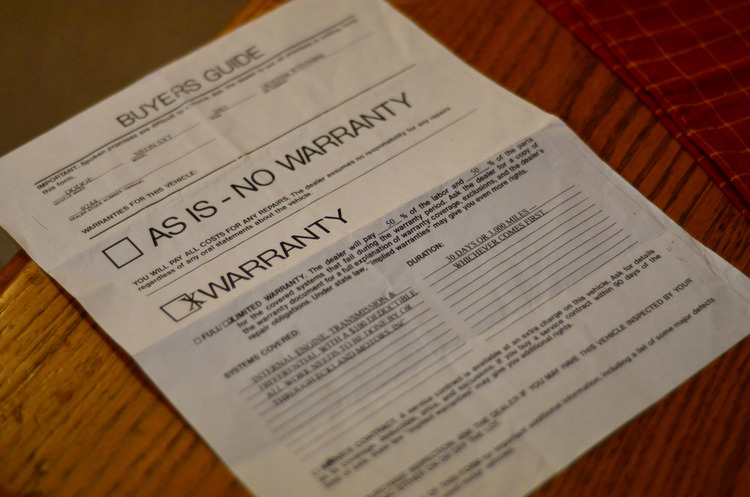Warranty paper certificate