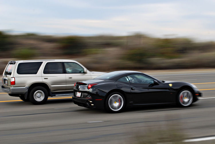 Exotic Convetible Ferrari California Black In Motion