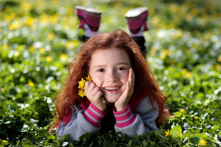 Girl Portrait Red Hair Beauty Child Freckles garden