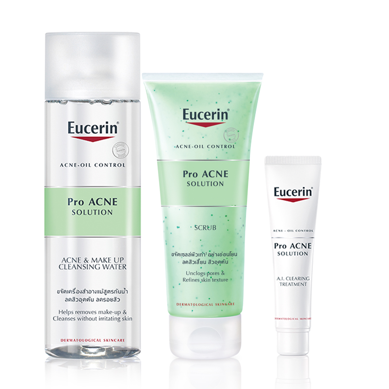 Eucerin ProACNE Solution Scrub 100ml + Water 200ml + A.I. Clearing