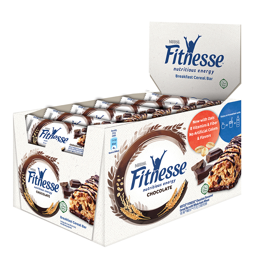 NESTLE Chocolate Fitnesse Breakfast Cereal Bar 16 Bars 23.5g Each
