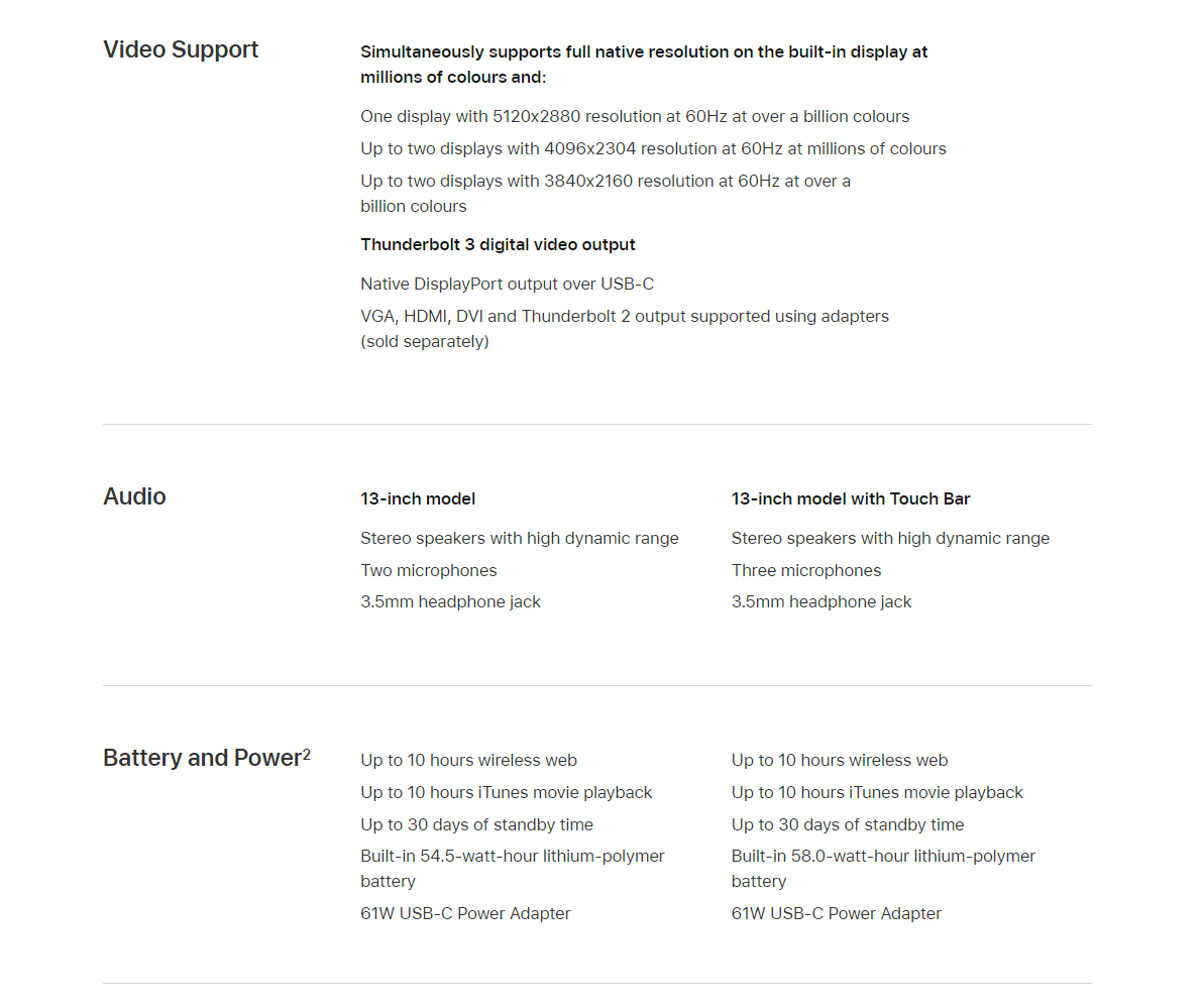 Stereo speakers with high dynamic range. Two or three microphones. 3.5mm headphone jack