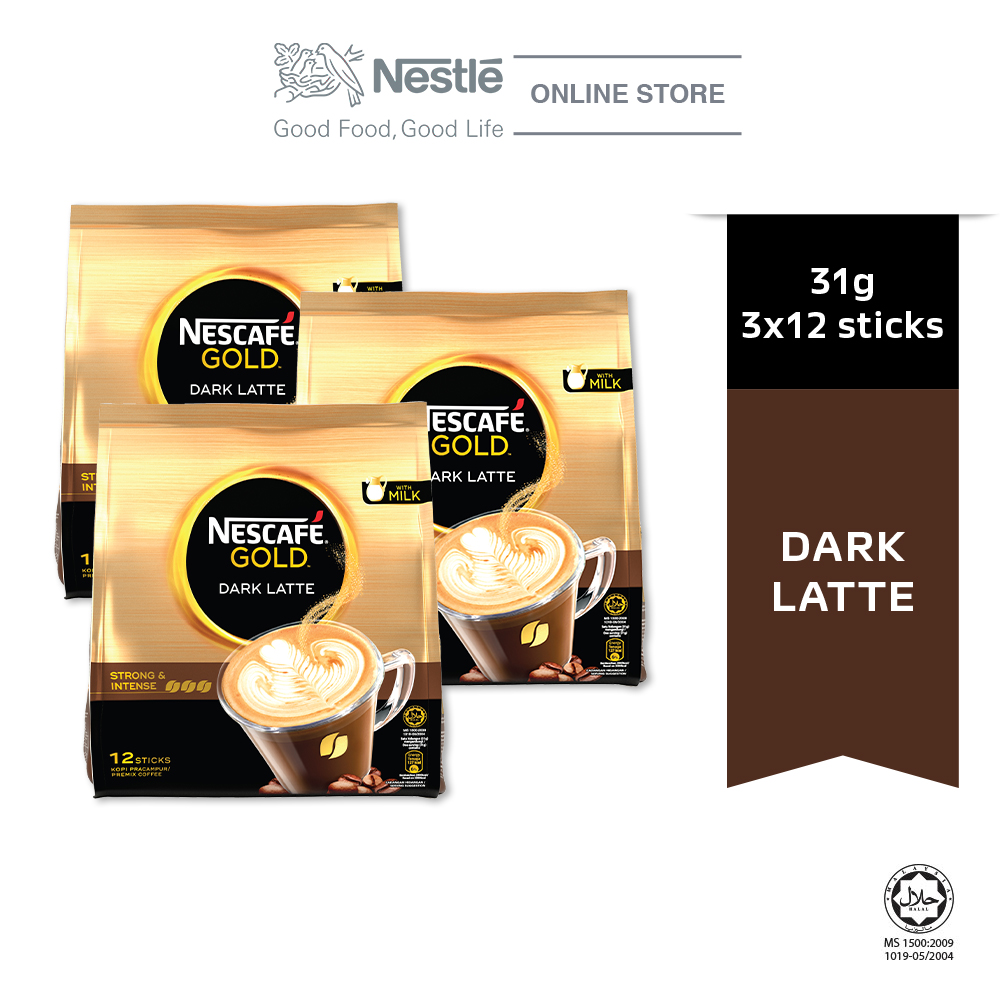 NESCAFE GOLD Dark Latte 12sticks, 31g Bundle of 3