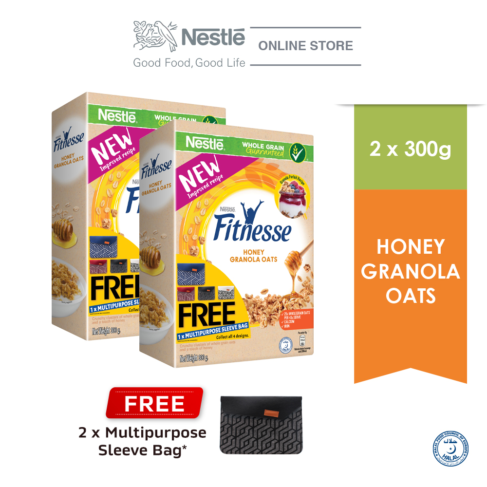 Nestle FITNESSE Granola Honey 300g Free Sleeve Bag Bundle of 2 (Exp