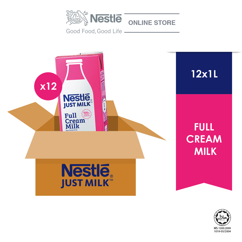 NESTLE JUST MILK Full Cream 1L x 12packs (Carton) full cream New PGMall