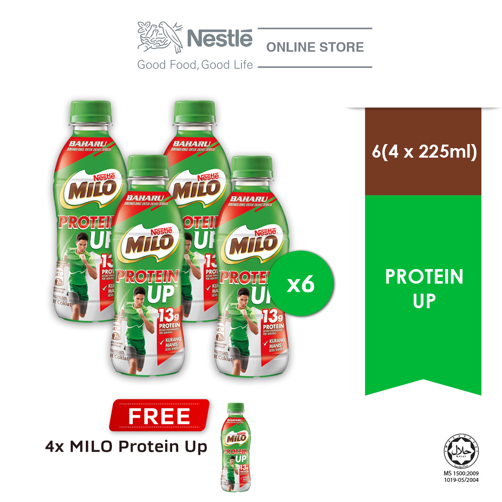 MILO ACTIVGO Protein Up 4 Bottles 225ml, Buy 6 Cluster Free 4 (Unit