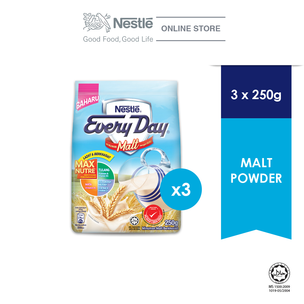Nestle Everyday Malt Milk Powder 250g, Bundle of 3