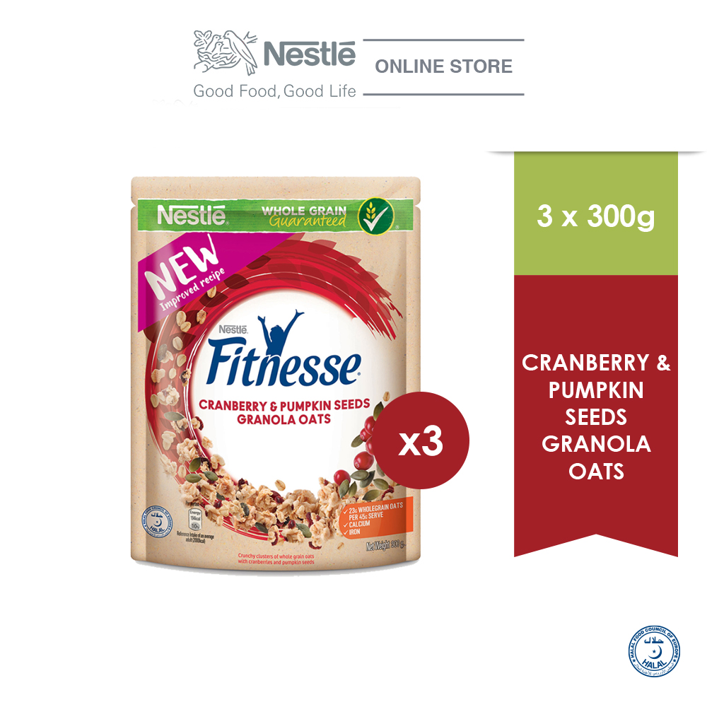 NESTLÉ FITNESSE Granola Oats Cranberry & Pumpkin Seed 300g x3 packs