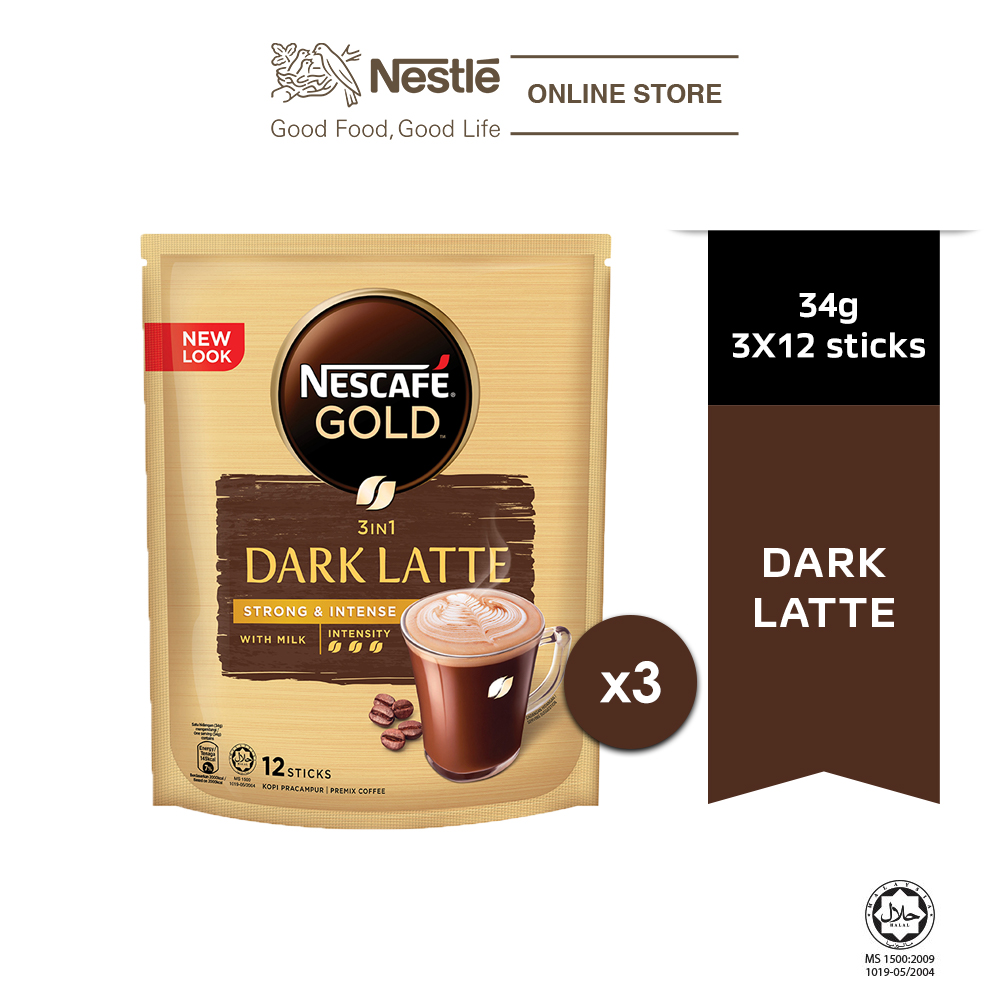 NESCAFE GOLD Dark Latte 12sticks, 31g Bundle of 3