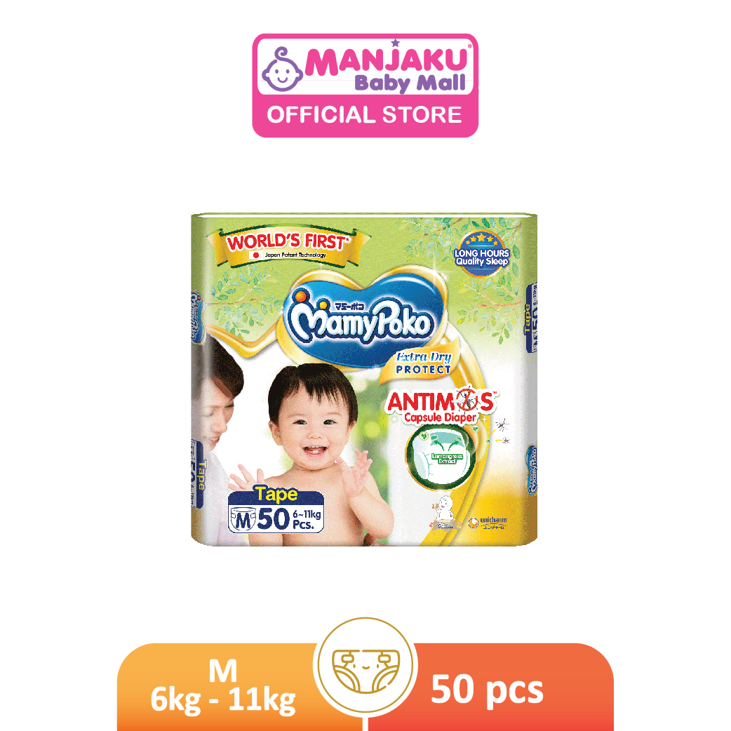 Mamypoko Antimos Open Extra Dry Tape Diaper M/L/XL SIZE M 6 TO 11KG