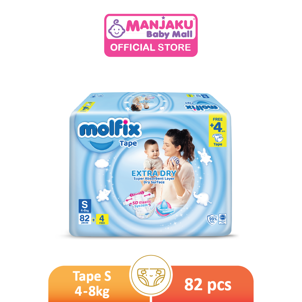 Molfix Extra Dry Super Tape Diaper Jumbo Pack (S82/M74/L62/XL50/XXL40