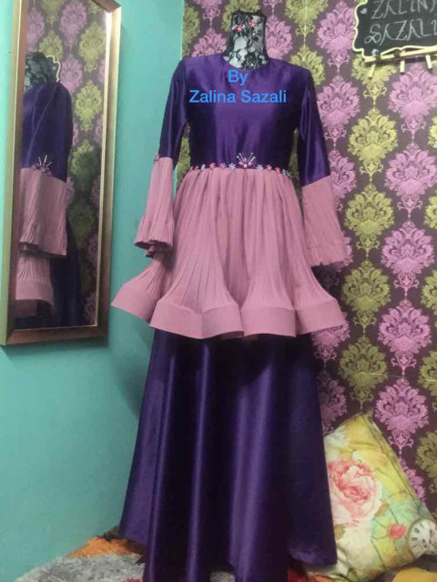 Dress puplum pleated with 3D beading TP-422016