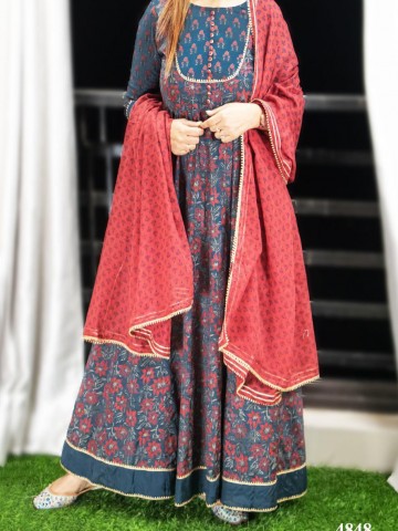 Photo 1 of Bollywood Collections TP-988001 Art silk Hand block print Anarkali with gotta detailing with block cotton dupatta - 

Size : 38,40,42,44 -

Product code - KB 4848 - RM 235

Pre Order
#Limited Stock#Premium collection#