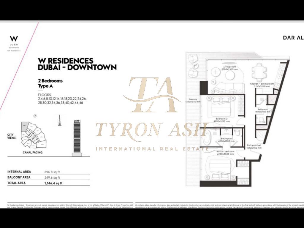 Luxurious 2 bed Burj View in W residences Tyron Ash