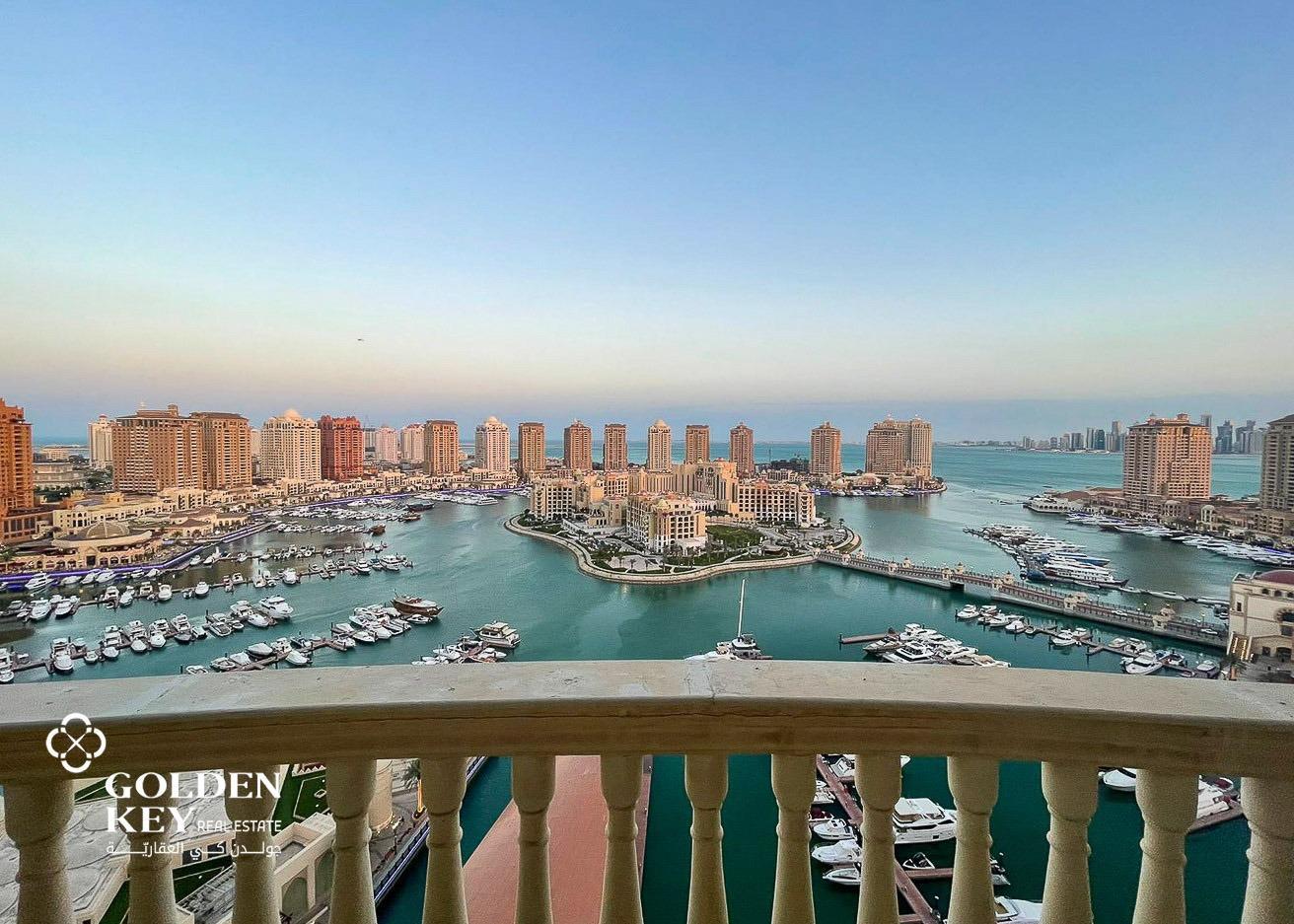 3BR+Maid w/ Balcony in Porto Arabia – For Rent