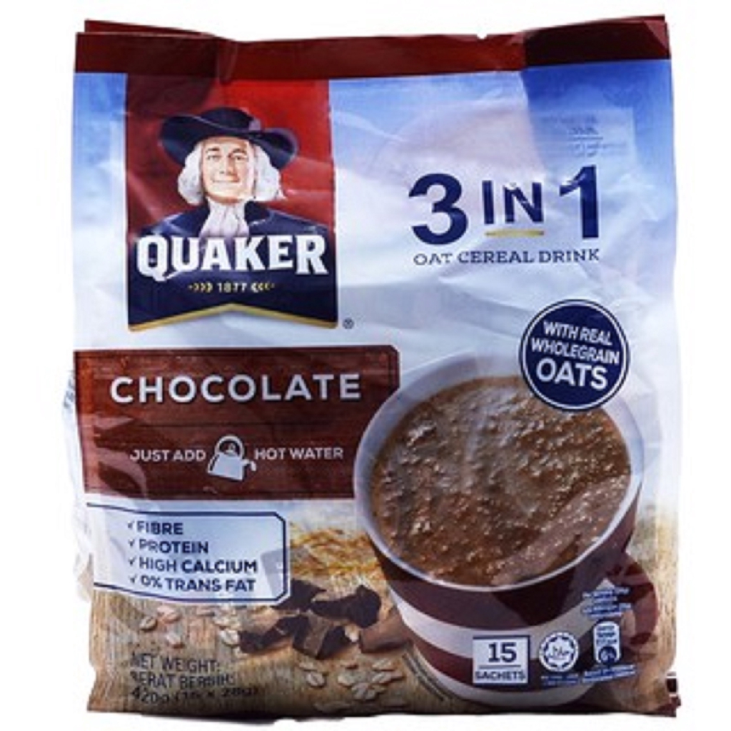 Quaker Oats 3 In 1 Cereal Drink 15 X 28g Chocolate Mydin Express Hypermart