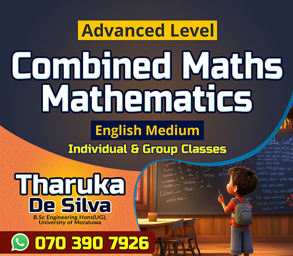 A/L COMBINED MATHS AND MATHS TUTOR(ENGLISH MEDIUM)