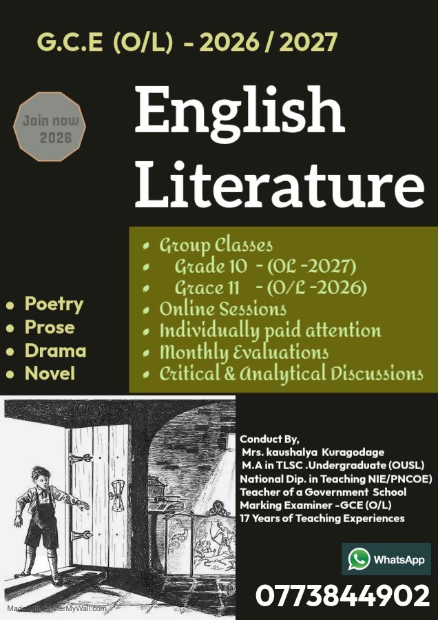 Classes for English Literature - GCE (O/L) (A/L)