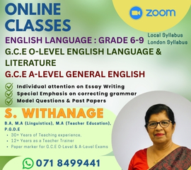 ENGLISH LANGUAGE & LITERATURE CLASSES - ONLINE FOR 2026