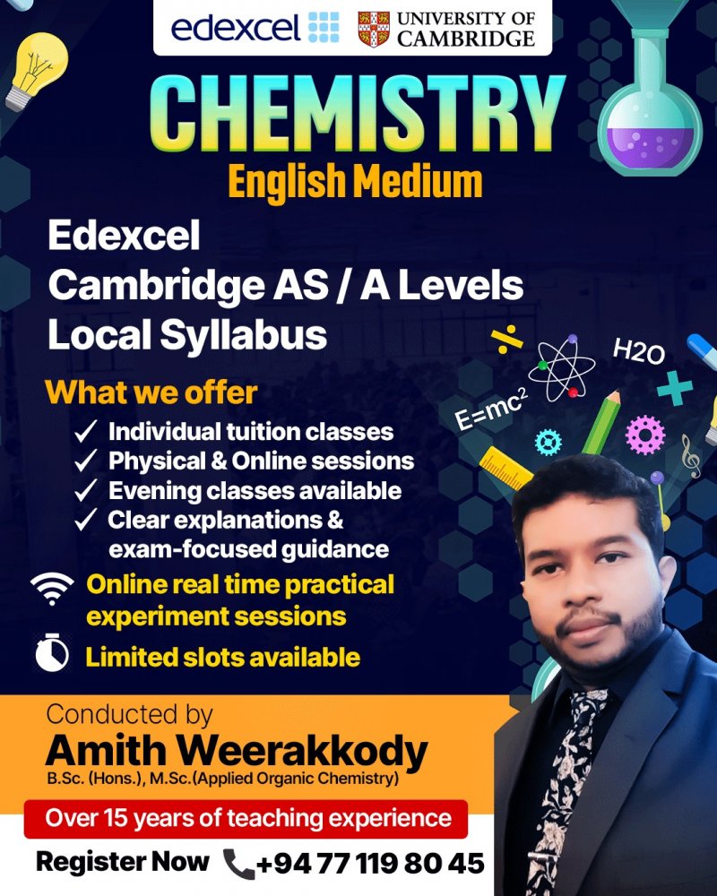 A/L CHEMISTRY – MADE EASY! Understand • Practice • Excel With Amith Weerakkody