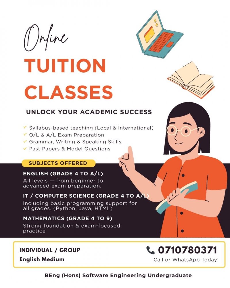 Improve Your Results in English & Maths & IT- Tuition for Grade 4 to A/L