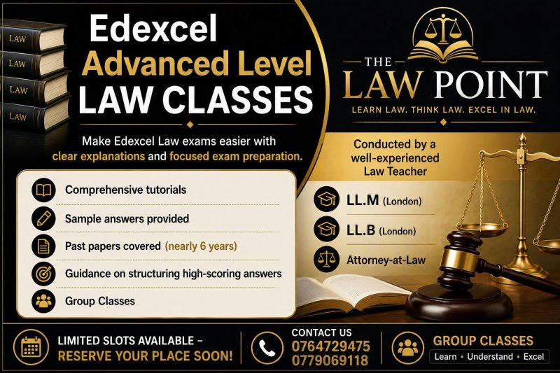 Edexcel Law AL classes online and physical 