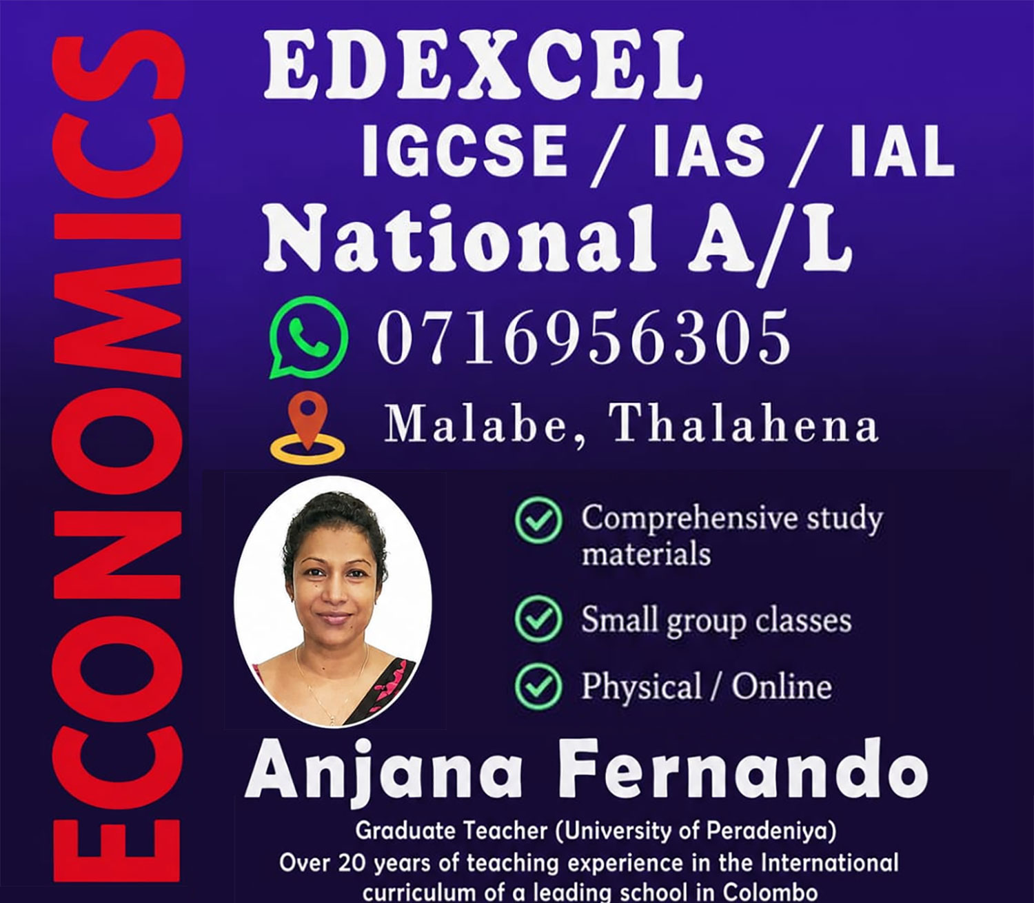 Advanced and Ordinary Level Economics Classes