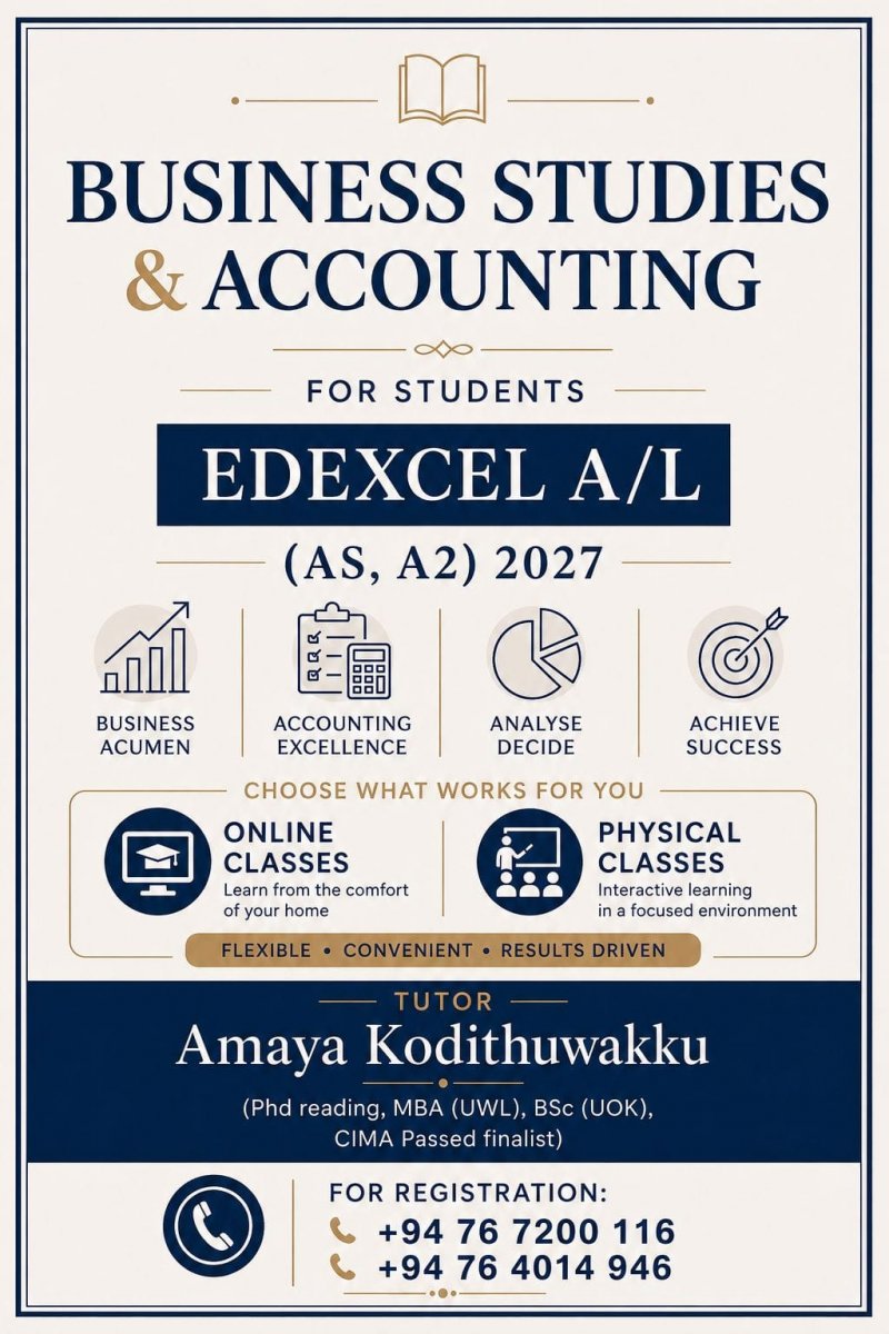 Ed-excel AL and OL Business studies and Accounting group and individual classes