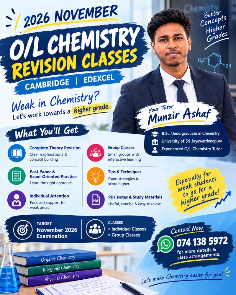 Cambridge & Edexcel O/L Chemistry | November 2026 Revision | Online and home visits