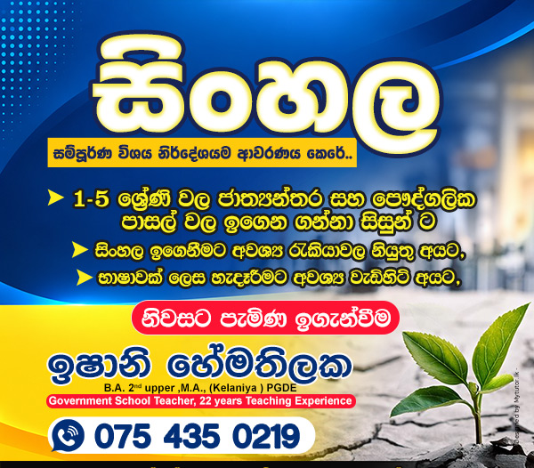 Specially improving  reading and writing skills in Sinhala Language for International schools students