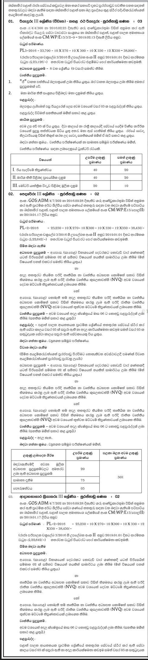 Office Assistant, Driver, Mason, Crematorium Operator, Crematorium Operator Assistant, Field/Work Labourer, Health Labourer - Kaduwela Municipal Council