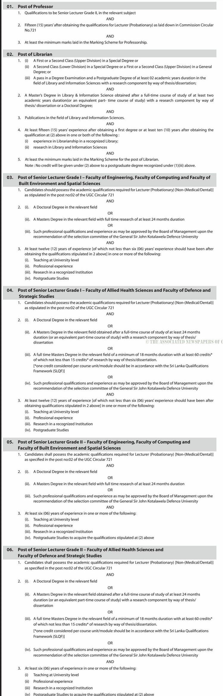 Professor & Librarian, Lecturer, Engineering Teaching Assistant, Instructor, Demonstrator, Tutor, University Medical Officer, Software Engineer, System Analyst, Web Developer, Network Administrator - General Sri John Kotelawala Defence University 