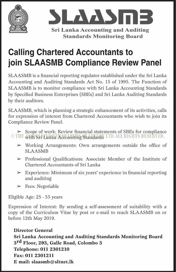 Chartered Accountant - Sri Lanka Accounting & Auditing Standards Monitoring Board