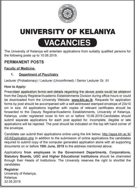 Senior Lecturer, Lecturer - University of Kelaniya