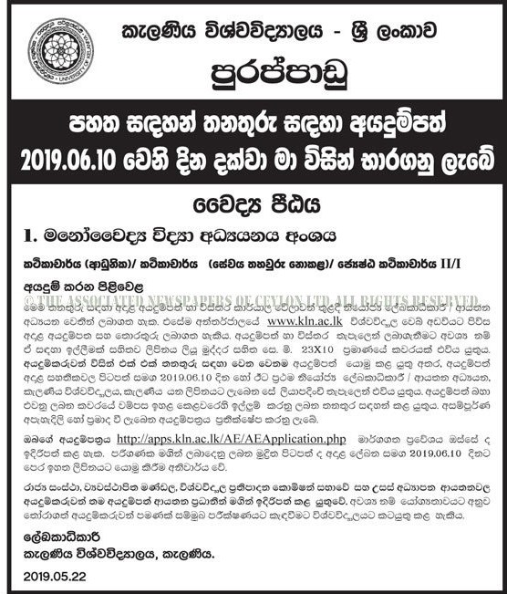 Senior Lecturer, Lecturer - University of Kelaniya