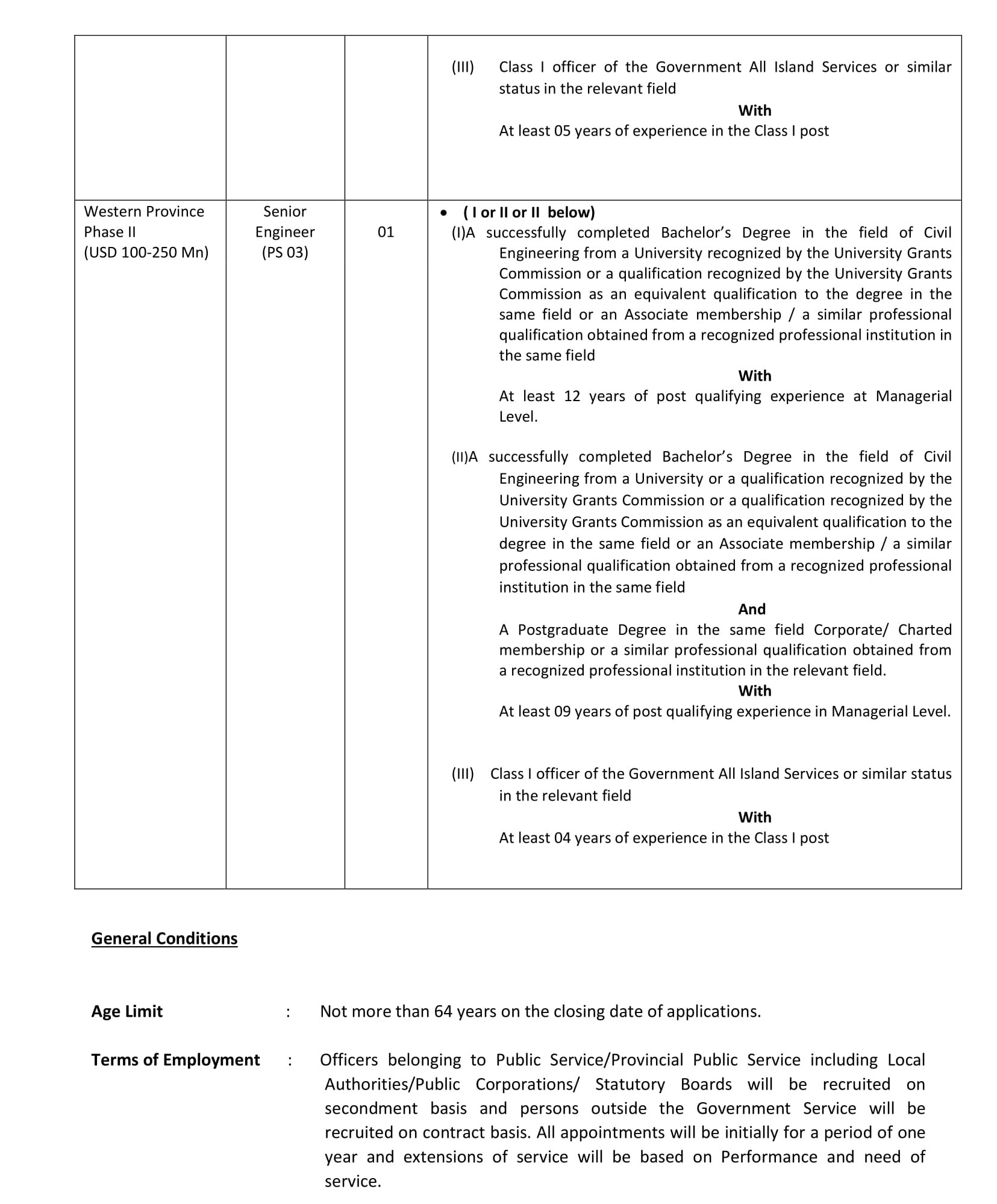 Senior Engineer - Road Development Authority