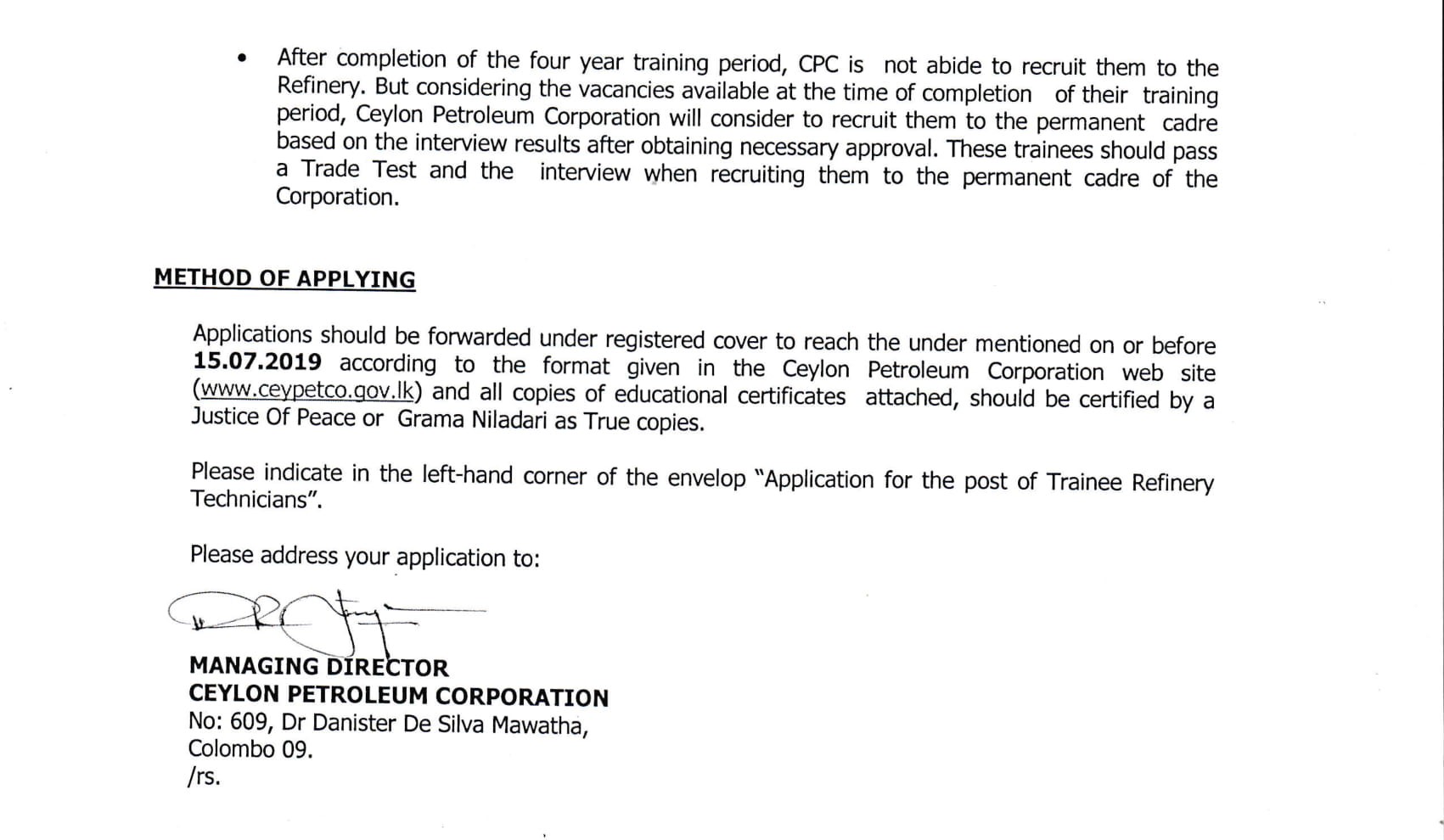 Trainee Refinery Technician - Ceylon Petroleum Corporation