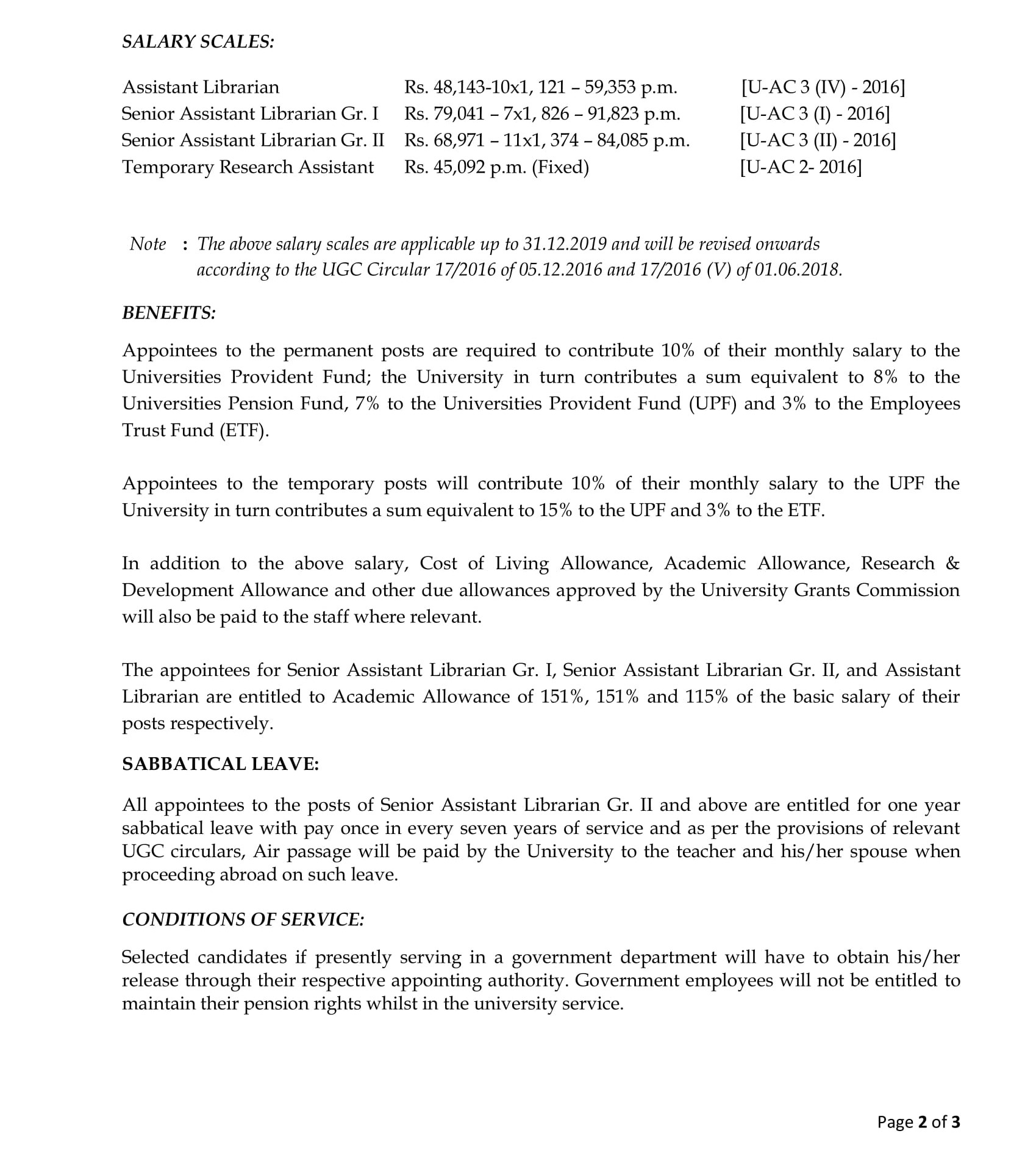 Assistant Librarian, Senior Assistant Librarian, Research Assistant - Sabaragamuwa University of Sri Lanka