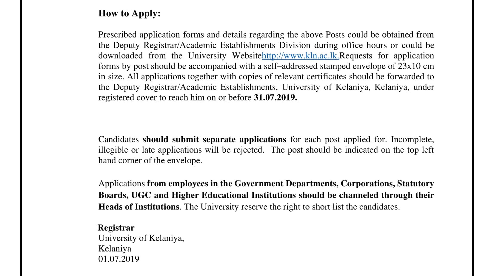 Project Manager, Instructor in Social Work, Director in Physical Education - University of Kelaniya