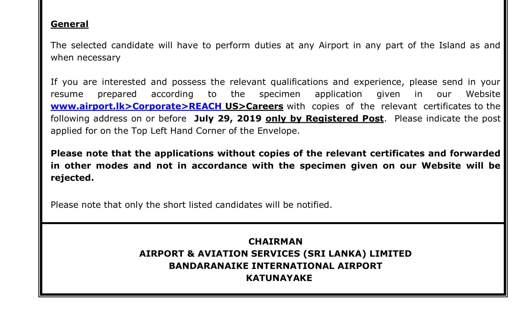 Manager (Legal) - Airport & Aviation Services (Sri Lanka) Ltd