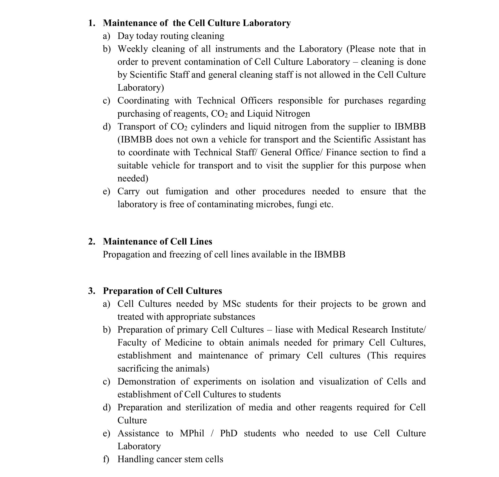 Scientific Assistant (Cell Biology) - University of Colombo