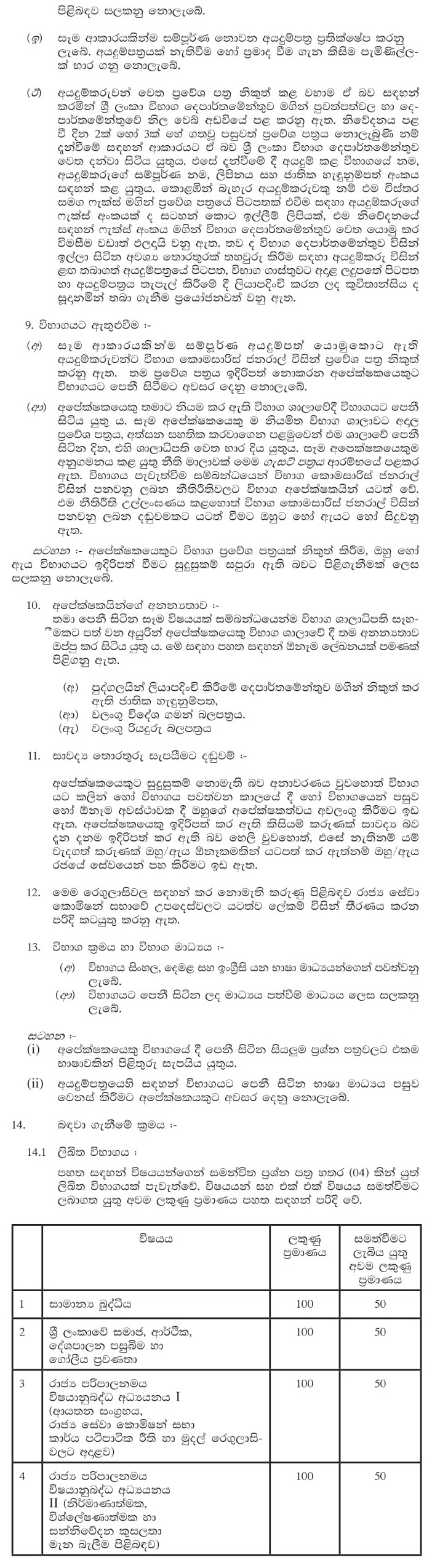 Limited Competitive Exam for Recruitment to Grade III of Sri Lanka Administrative Service - 2018 (2019)