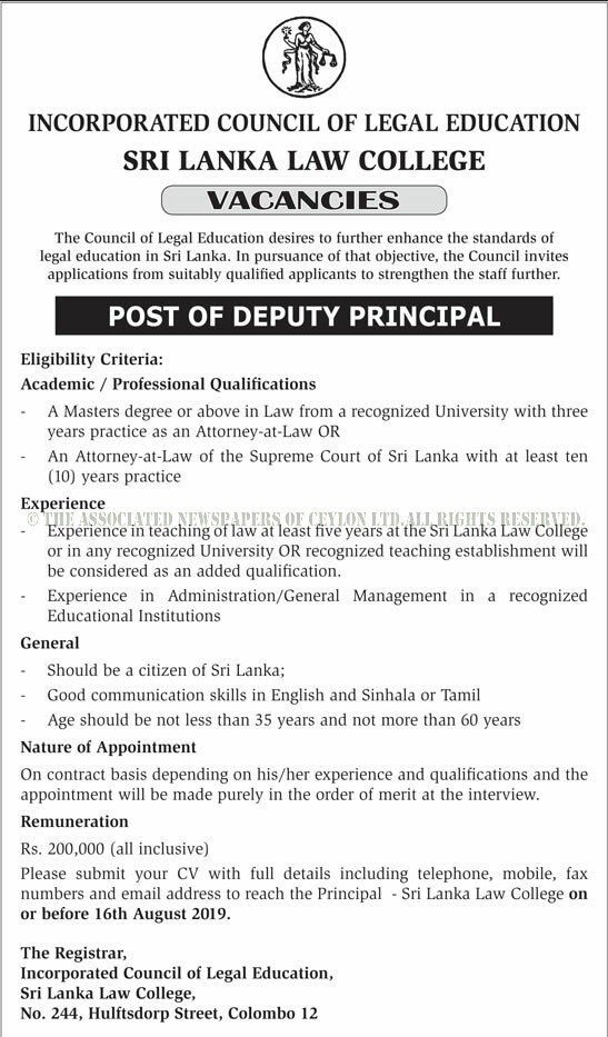 Deputy Principal - Buddhist & Pali University of Sri Lanka