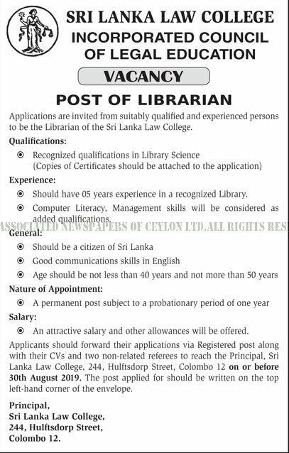 Librarian - Sri Lanka Law College