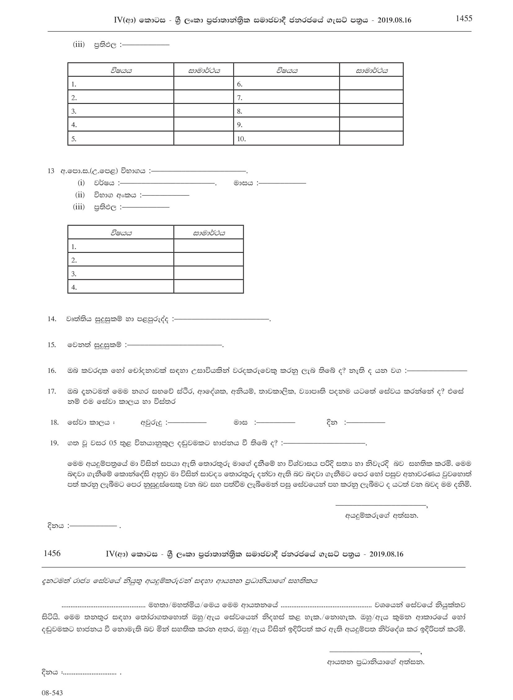 Driver, Health Labourer, Work Field Labourer, Electrician - Wattala Mabole Urban Council