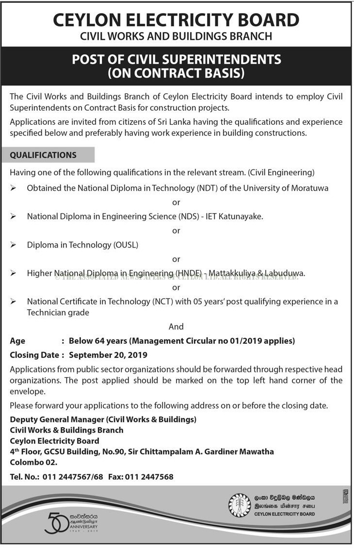 Civil Superintendent - Ceylon Electricity Board