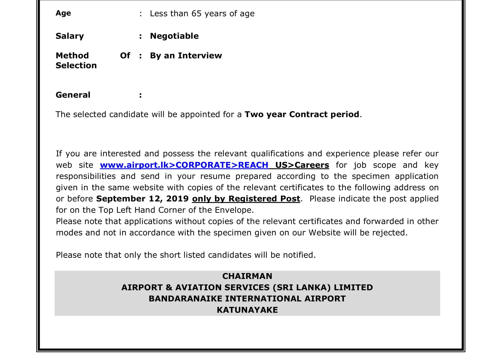 Manager (Operations) - Airport & Aviation Services (Sri Lanka) Limited