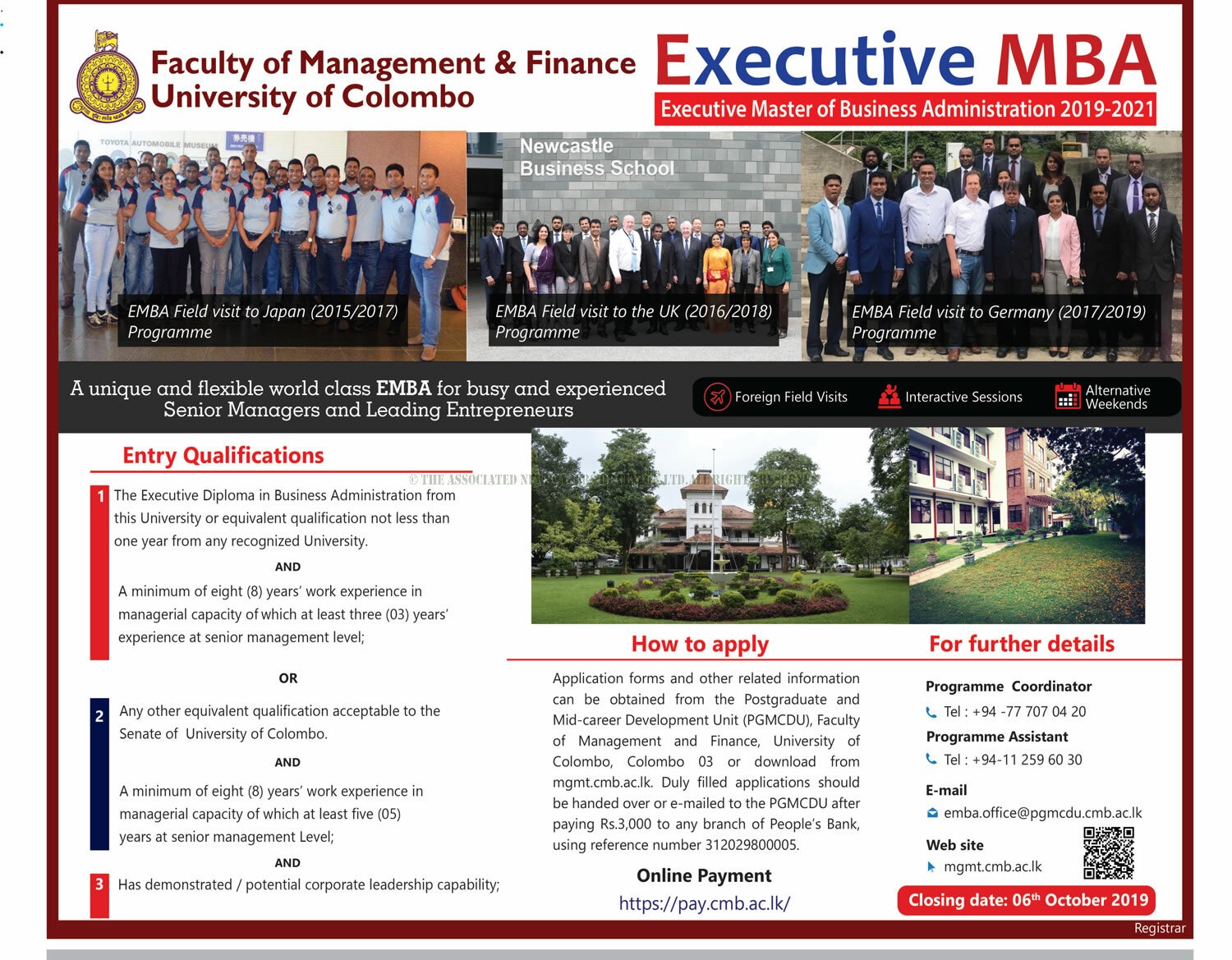 Executive MBA - Faculty of Management & Finance - University of Colombo